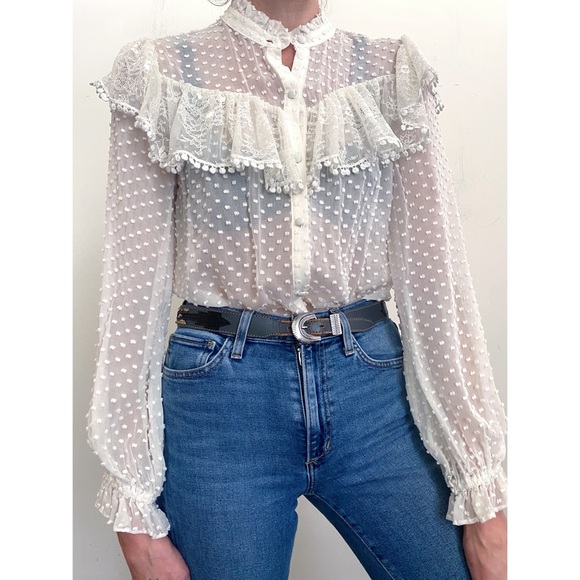 LoveShackFancy Tops - Love Shack Fancy Silk Sheer Blouse Small